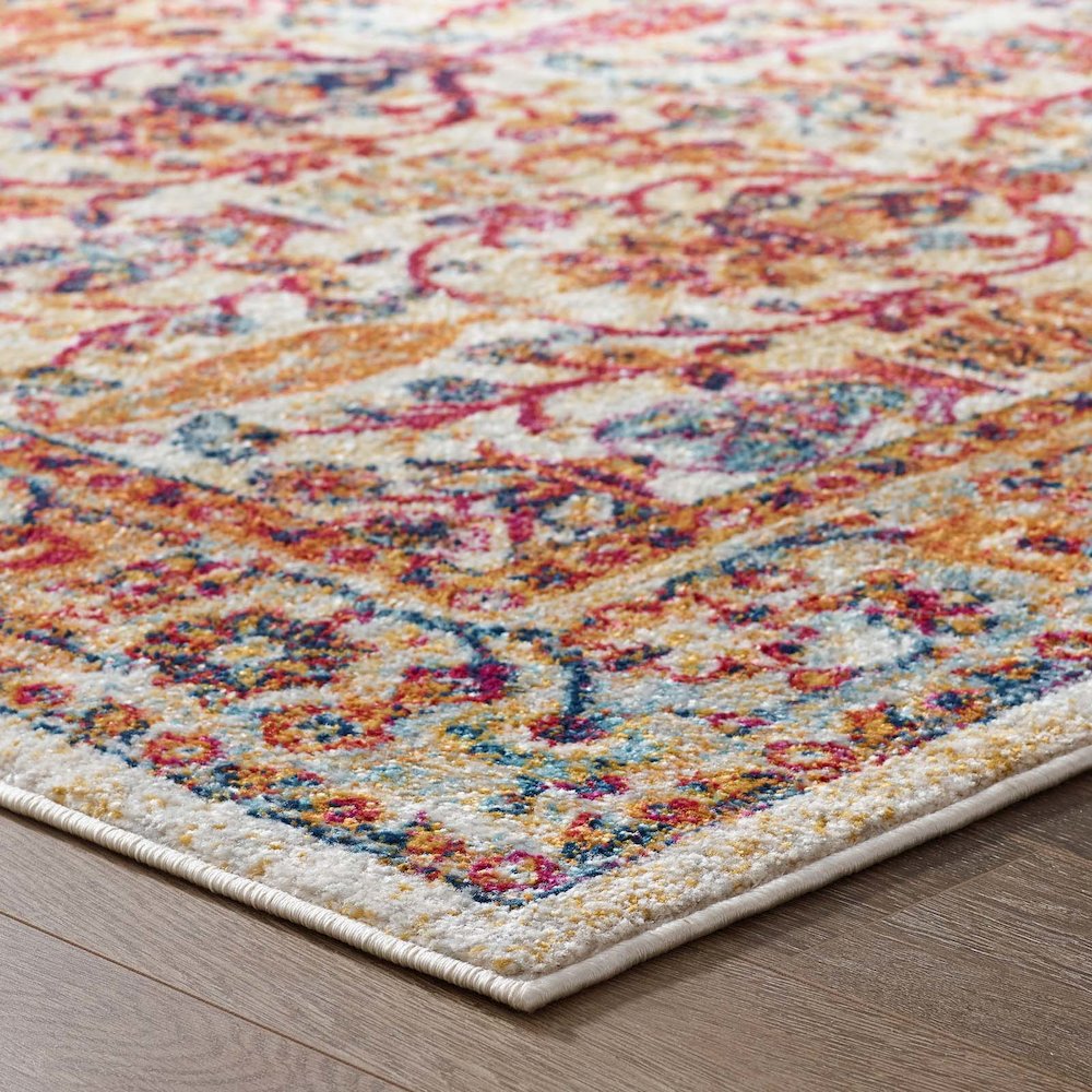 Entourage Jessa Distressed Vintage Floral Lattice 5x8 Area Rug. Picture 7