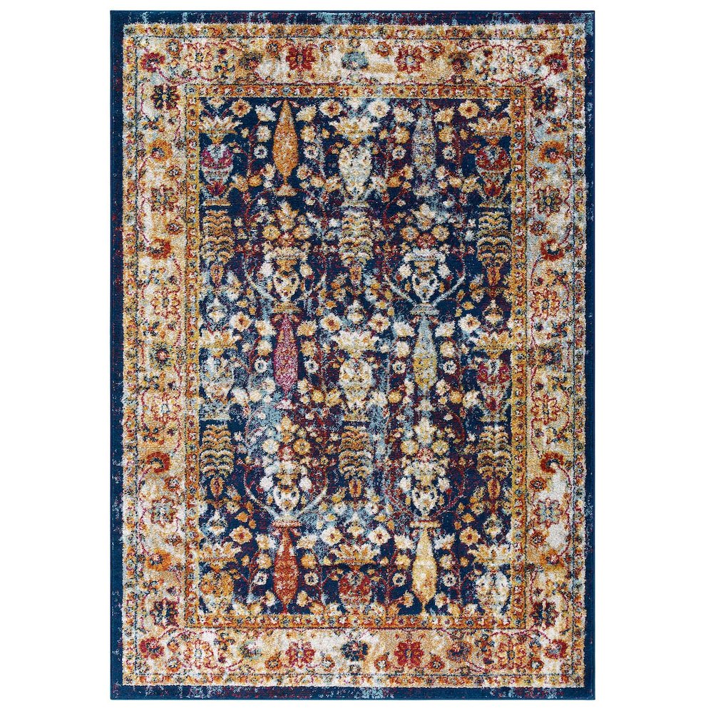 Entourage Jessa Distressed Vintage Floral Lattice 5x8 Area Rug. Picture 1