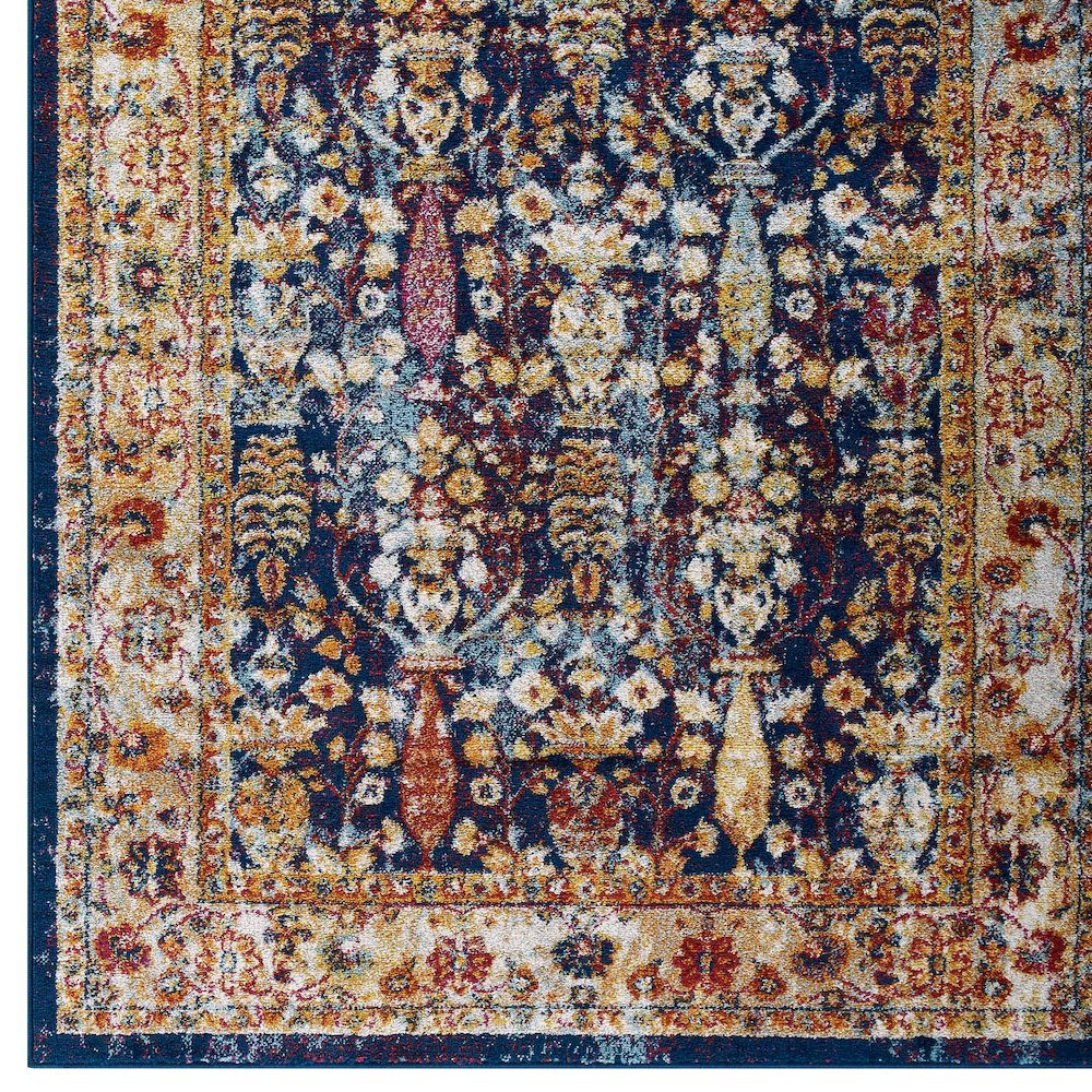 Entourage Jessa Distressed Vintage Floral Lattice 5x8 Area Rug. Picture 2
