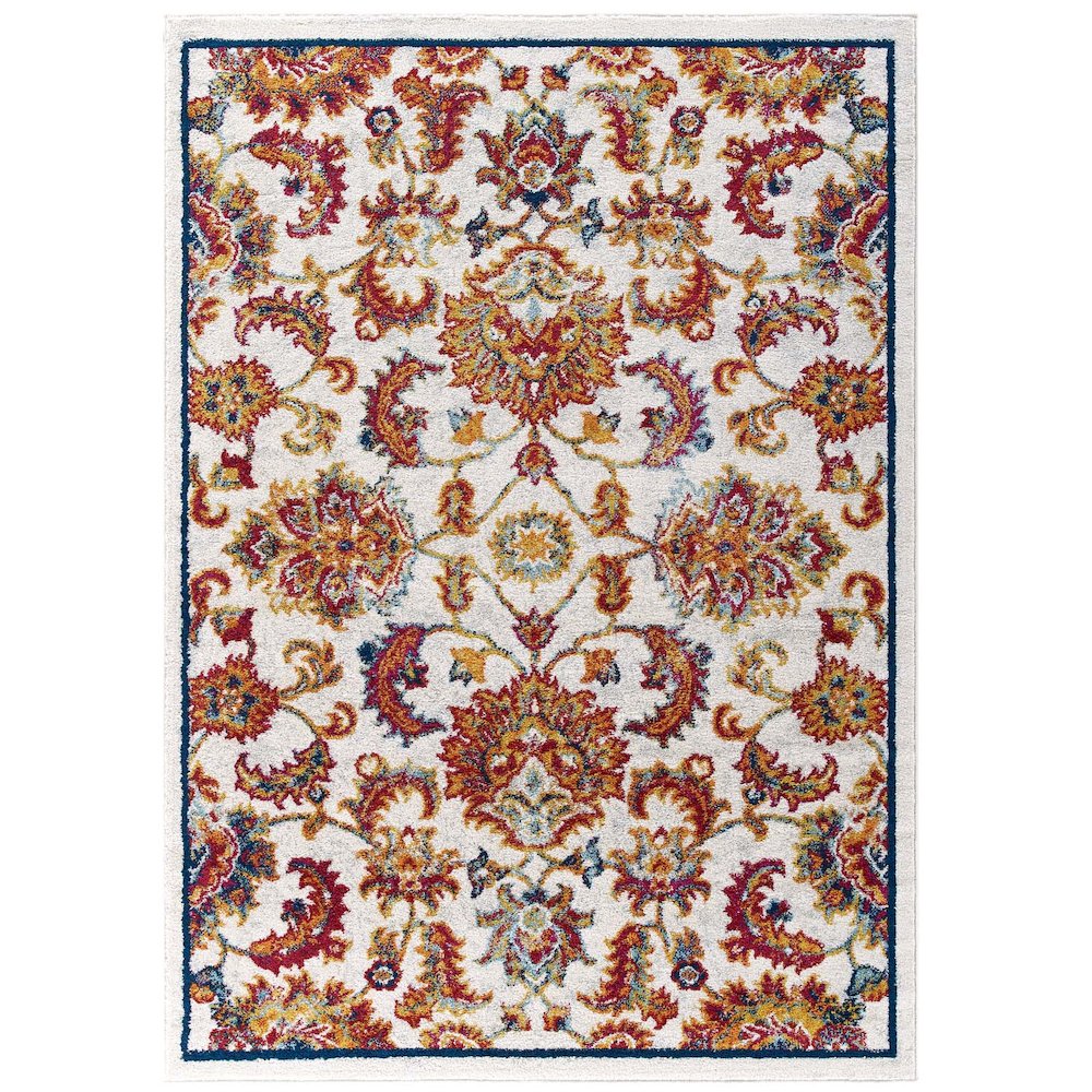 Entourage Azami Distressed Vintage Floral Lattice 5x8 Area Rug. Picture 1