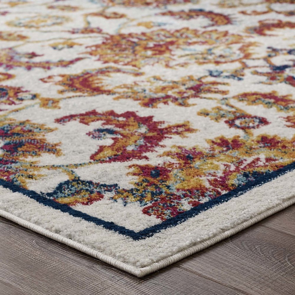 Entourage Azami Distressed Vintage Floral Lattice 8x10 Area Rug. Picture 8