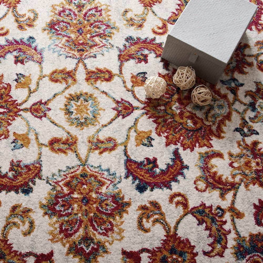 Entourage Azami Distressed Vintage Floral Lattice 8x10 Area Rug. Picture 6