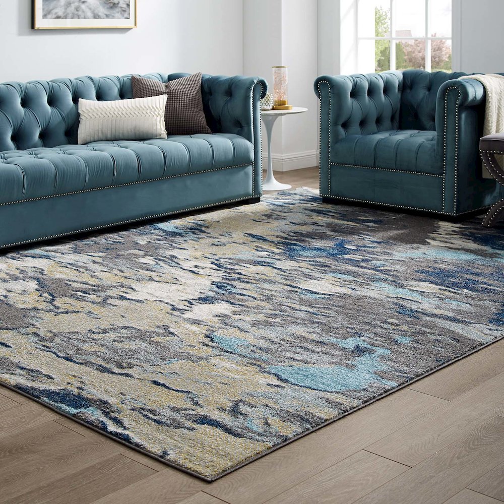 Entourage Foliage Contemporary Modern Abstract 8x10 Area Rug. Picture 5