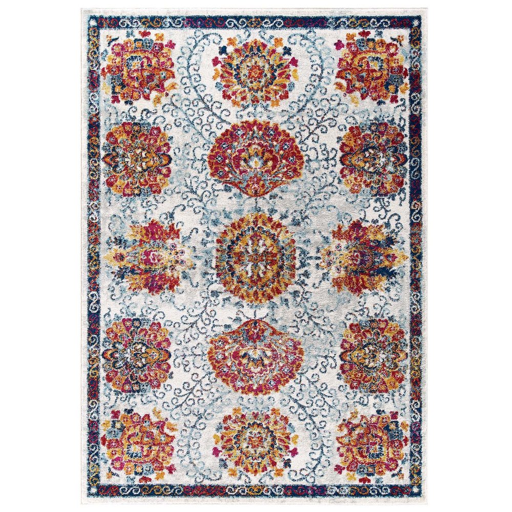 Entourage Kensie Distressed Floral Moroccan Trellis 5x8 Area Rug. Picture 1