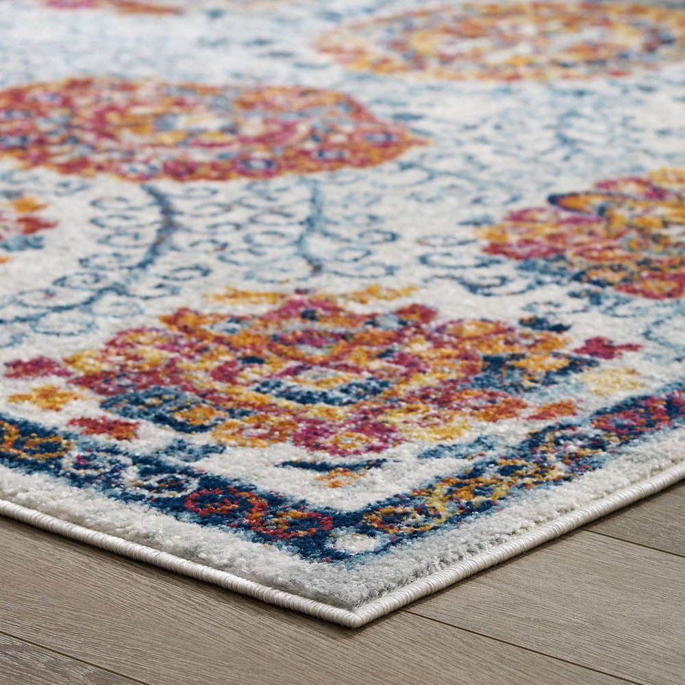 Entourage Kensie Distressed Floral Moroccan Trellis 5x8 Area Rug. Picture 7