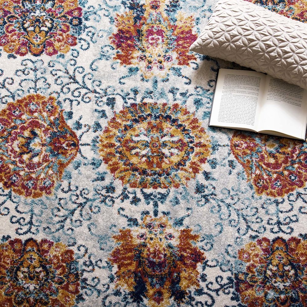 Entourage Kensie Distressed Floral Moroccan Trellis 5x8 Area Rug. Picture 6