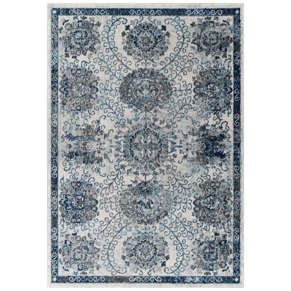 Entourage Kensie Distressed Floral Moroccan Trellis 5x8 Area Rug. Picture 1