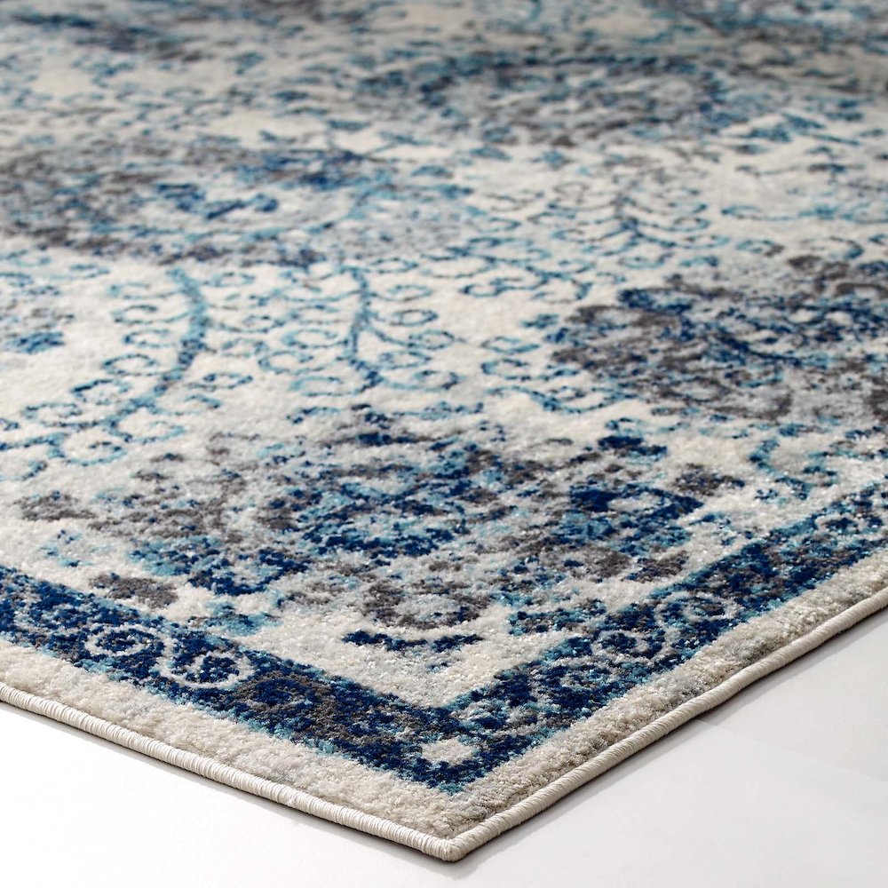 Entourage Kensie Distressed Floral Moroccan Trellis 5x8 Area Rug. Picture 7
