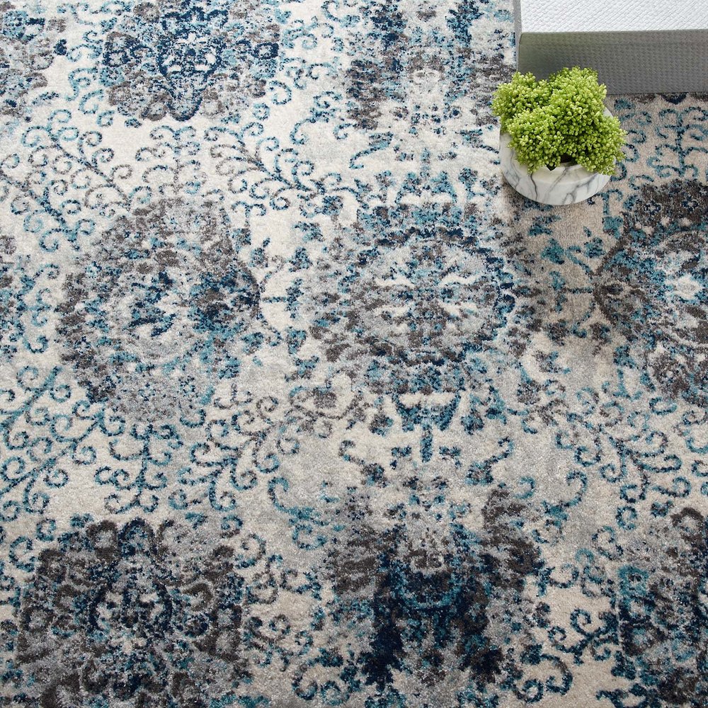 Entourage Kensie Distressed Floral Moroccan Trellis 5x8 Area Rug. Picture 6