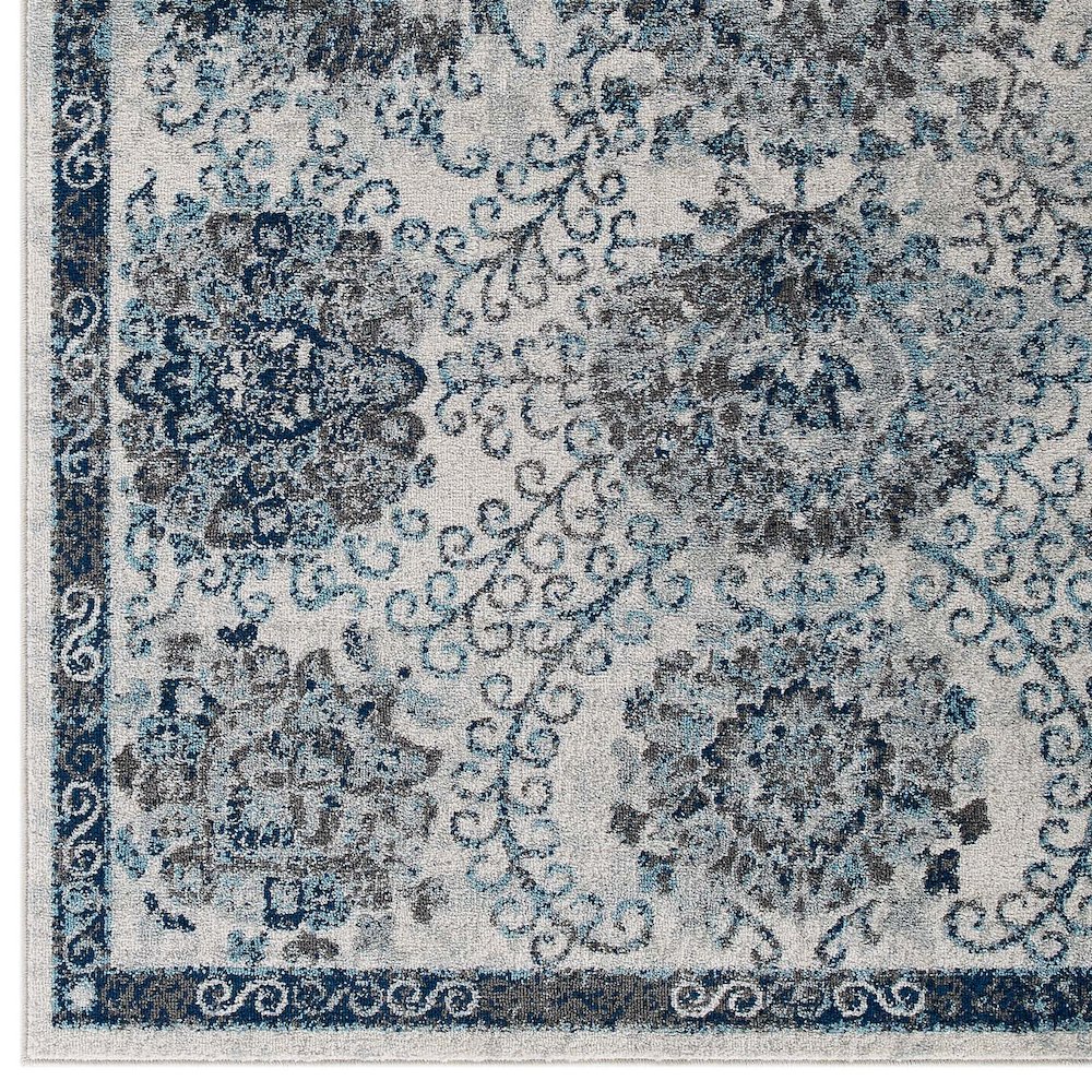 Entourage Kensie Distressed Floral Moroccan Trellis 8x10 Area Rug. Picture 2