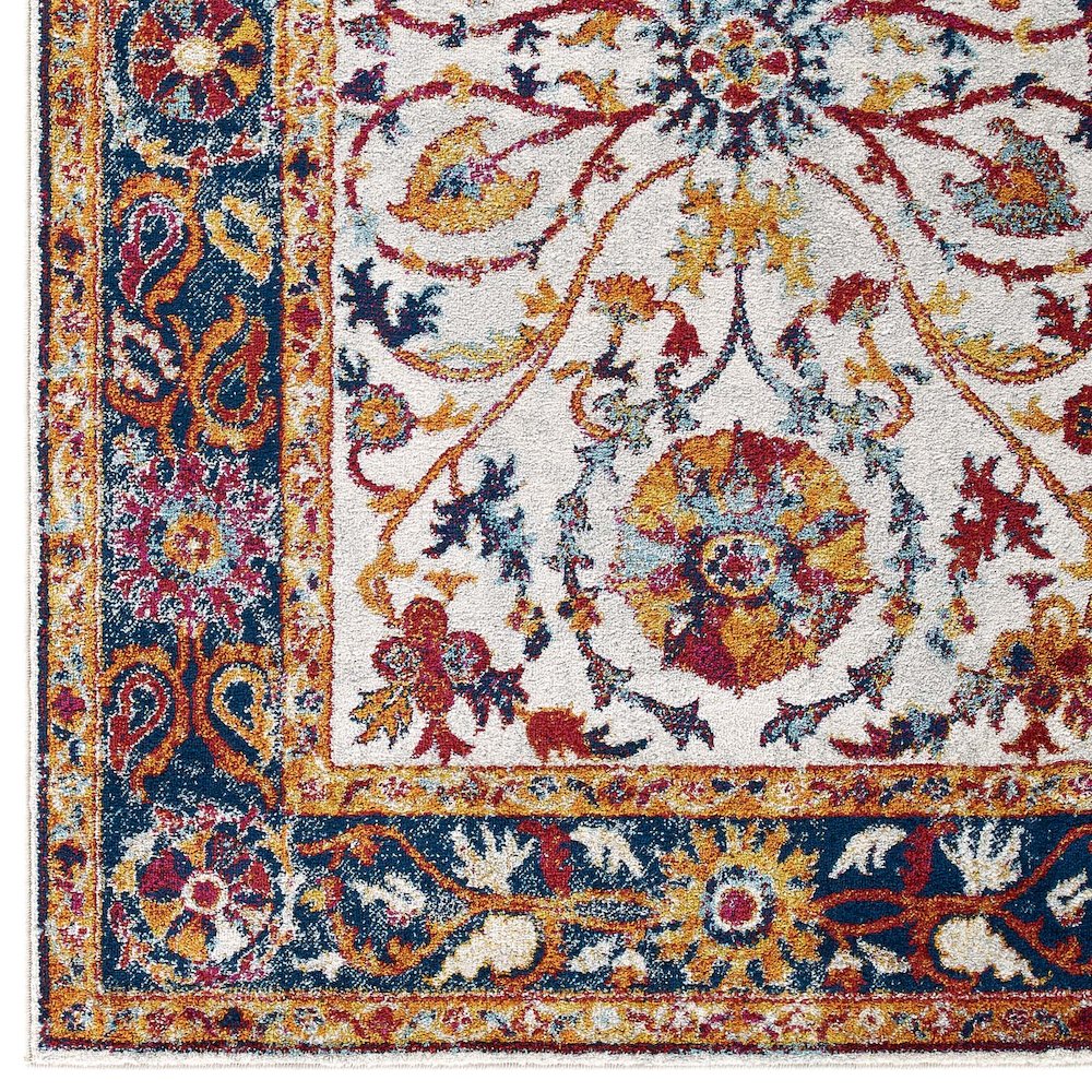 Entourage Samira Distressed Vintage Floral Vintage Medallion 5x8 Area Rug. Picture 2