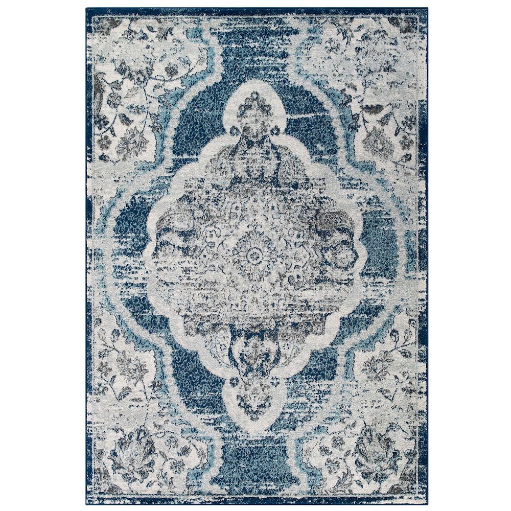 Entourage Malia Distressed Vintage Floral Vintage Medallion 5x8 Area Rug. Picture 1