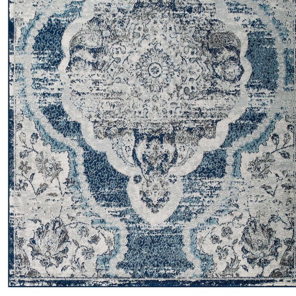 Entourage Malia Distressed Vintage Floral Vintage Medallion 5x8 Area Rug. Picture 2