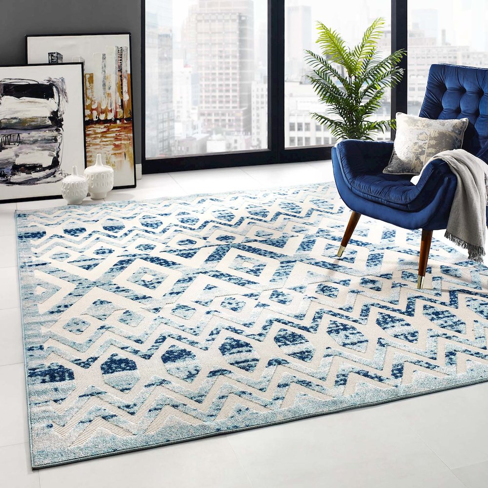 Tamako Diamond and Chevron Moroccan Trellis 8x10 Indoor / Outdoor Area Rug. Picture 5