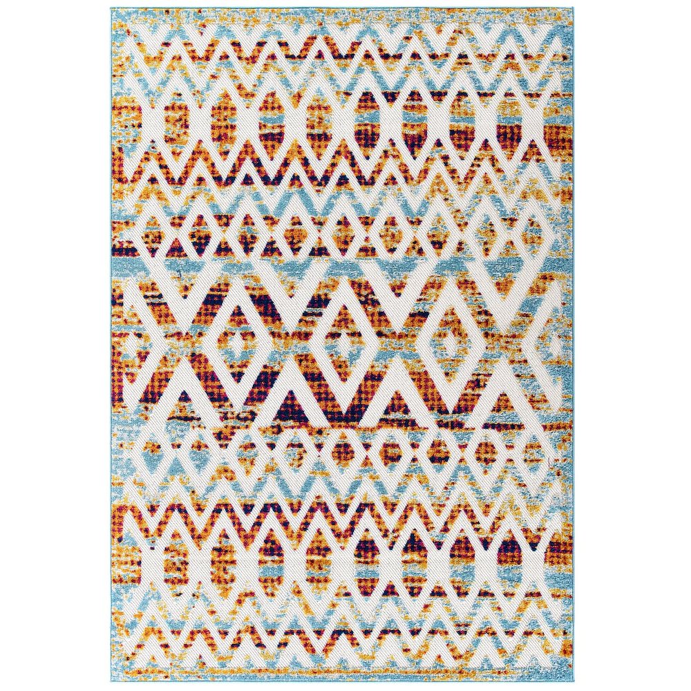 Tamako Diamond and Chevron Moroccan Trellis 5x8 Indoor / Outdoor Area Rug. Picture 1