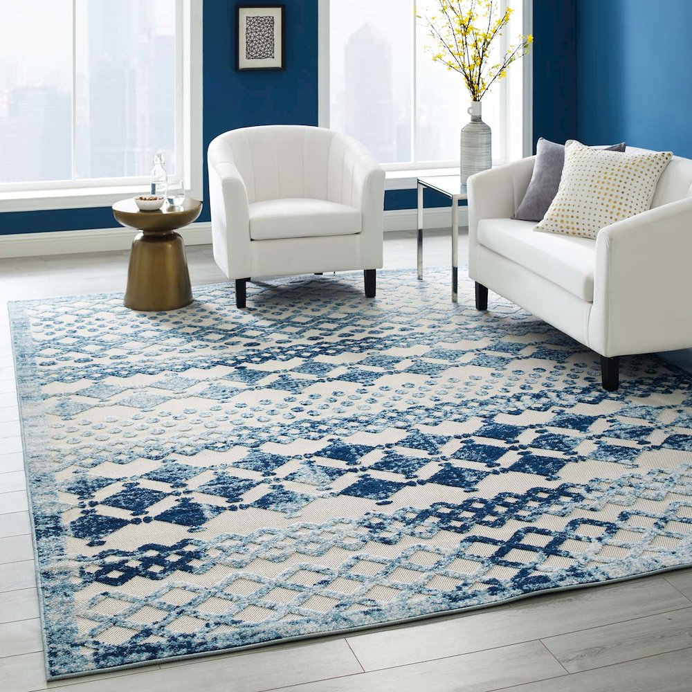 Reflect Giada Abstract Diamond Moroccan Trellis 8x10 Indoor/Outdoor Area Rug. Picture 5