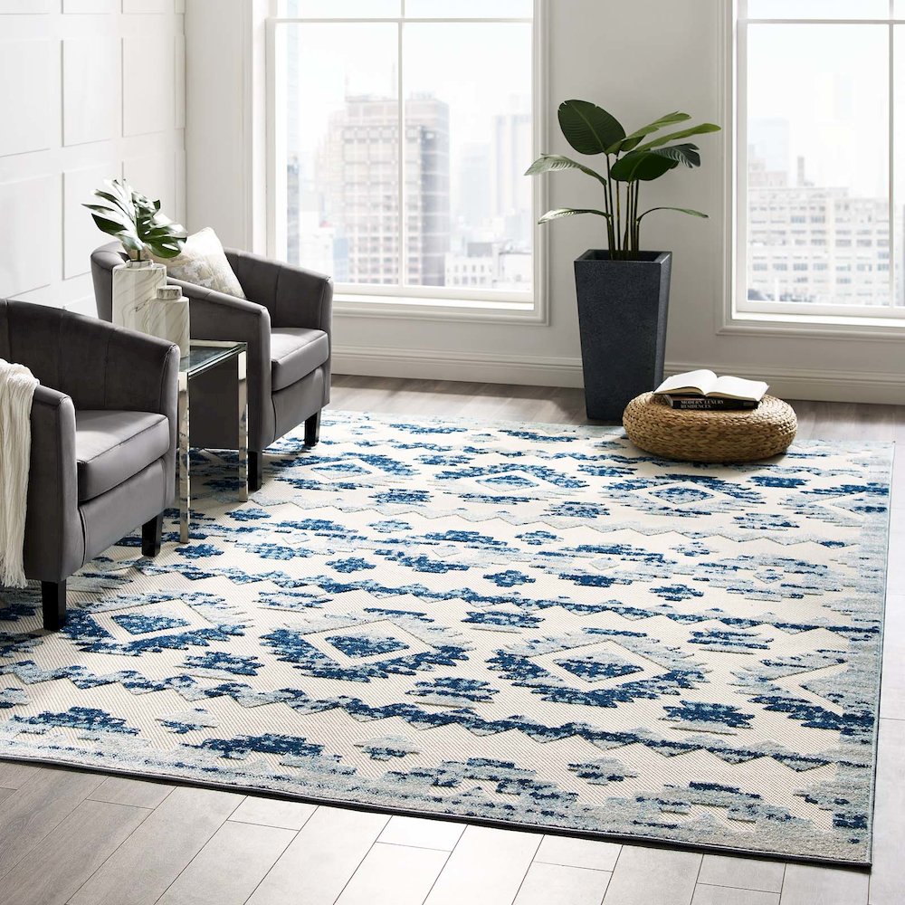 Takara Abstract Diamond Moroccan Trellis 8x10 Indoor and Outdoor Area Rug. Picture 5