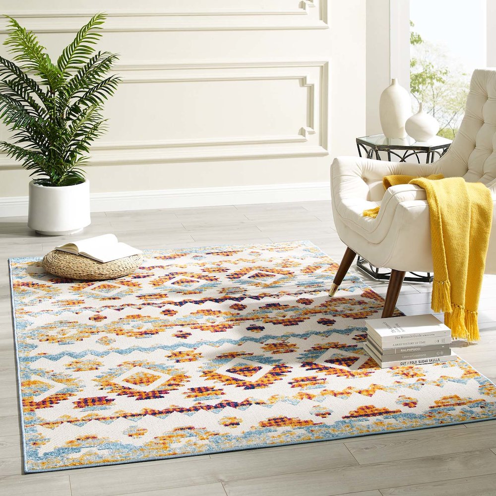 Reflect Takara Abstract Diamond Moroccan Trellis 5x8 Indoor and Outdoor Area Rug. Picture 5