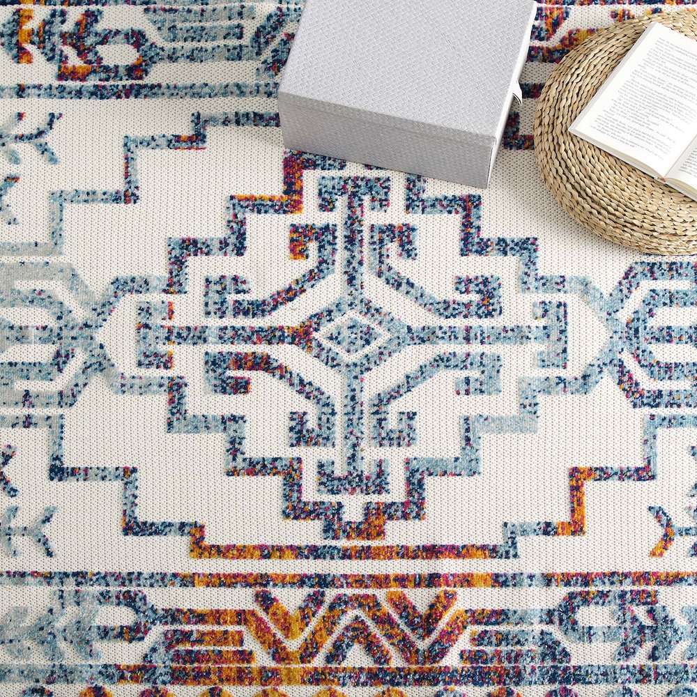 Nyssa Distressed Geometric Southwestern Aztec 5x8 Indoor/Outdoor Area Rug. Picture 7
