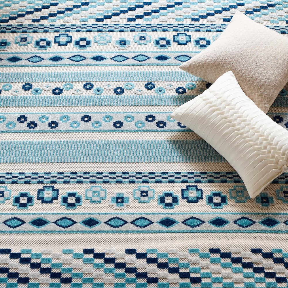 Cadhla Vintage Abstract Geometric Lattice 8x10 Indoor and Outdoor Area Rug. Picture 7