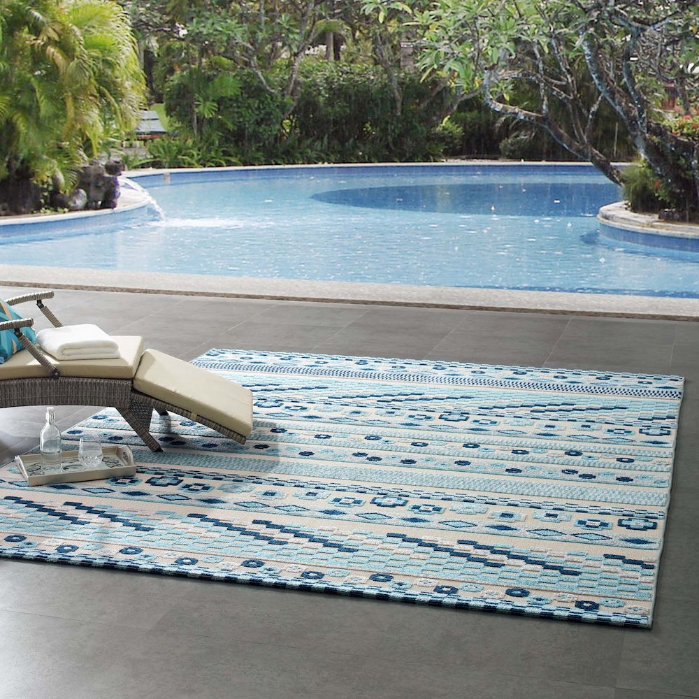 Cadhla Vintage Abstract Geometric Lattice 8x10 Indoor and Outdoor Area Rug. Picture 6