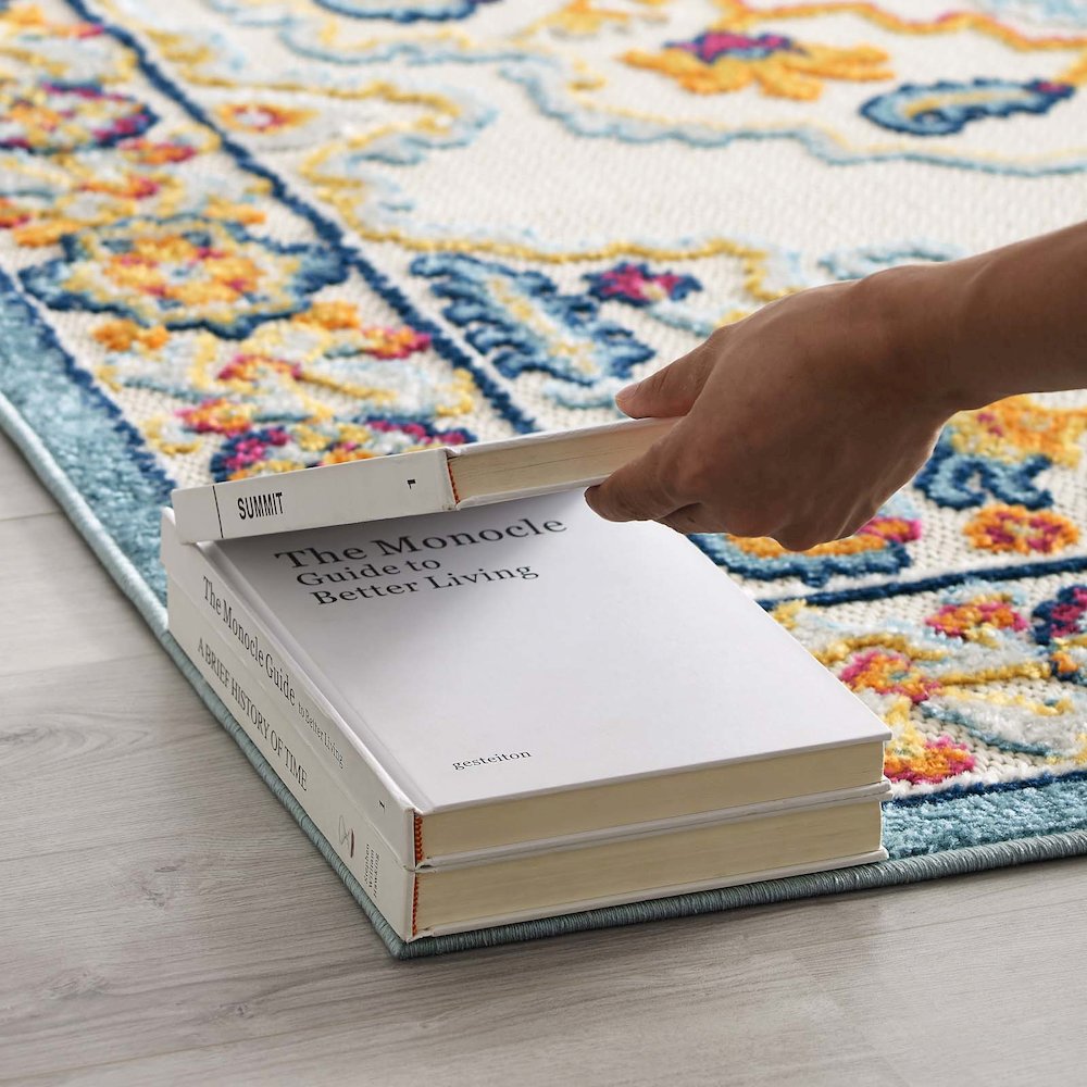 Ansel Distressed Floral Vintage Medallion 5x8 Indoor and Outdoor Area Rug. Picture 9