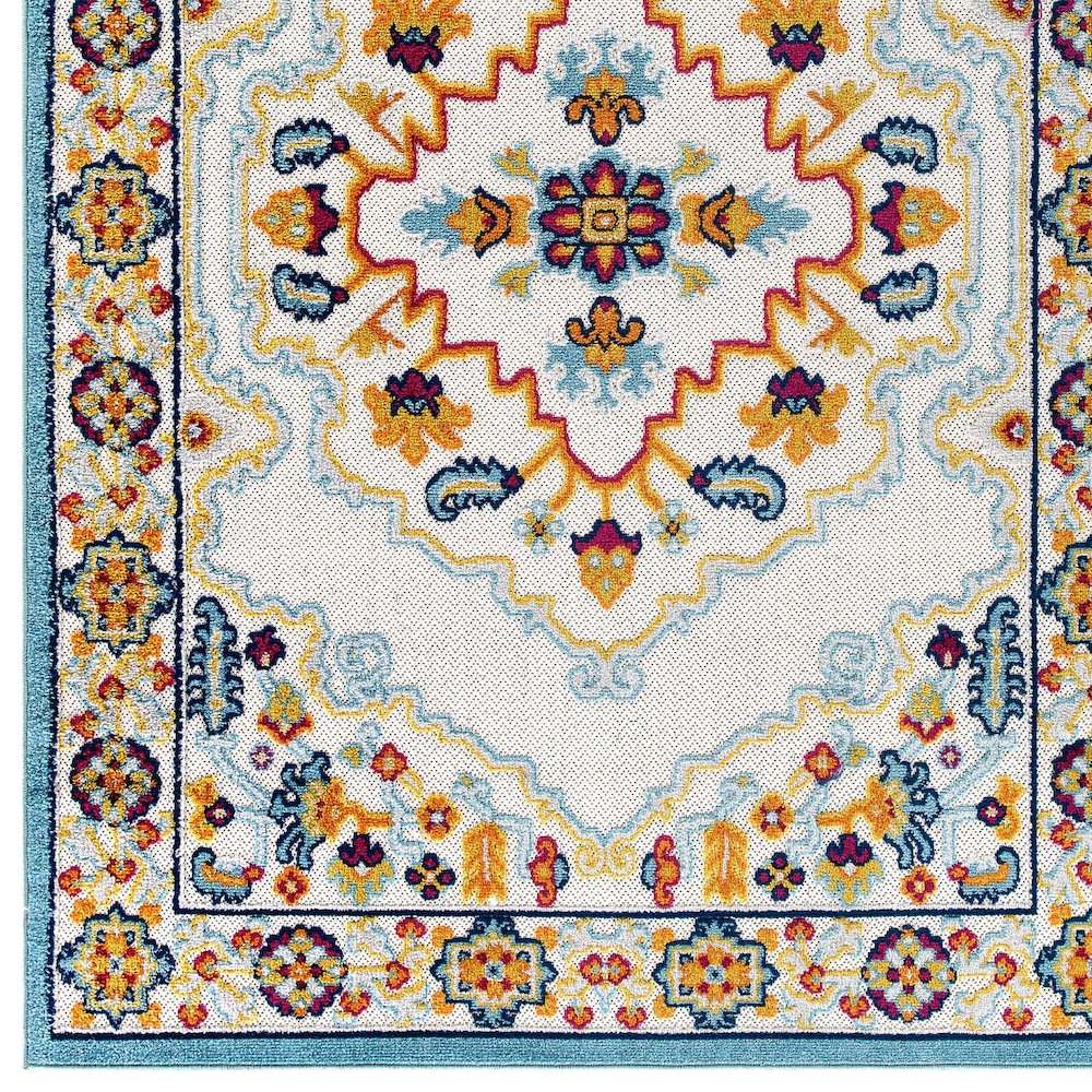 Ansel Distressed Floral Vintage Medallion 8x10 Indoor and Outdoor Area Rug. Picture 2