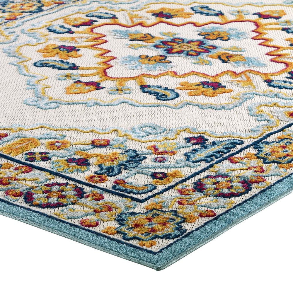Ansel Distressed Floral Vintage Medallion 8x10 Indoor and Outdoor Area Rug. Picture 3