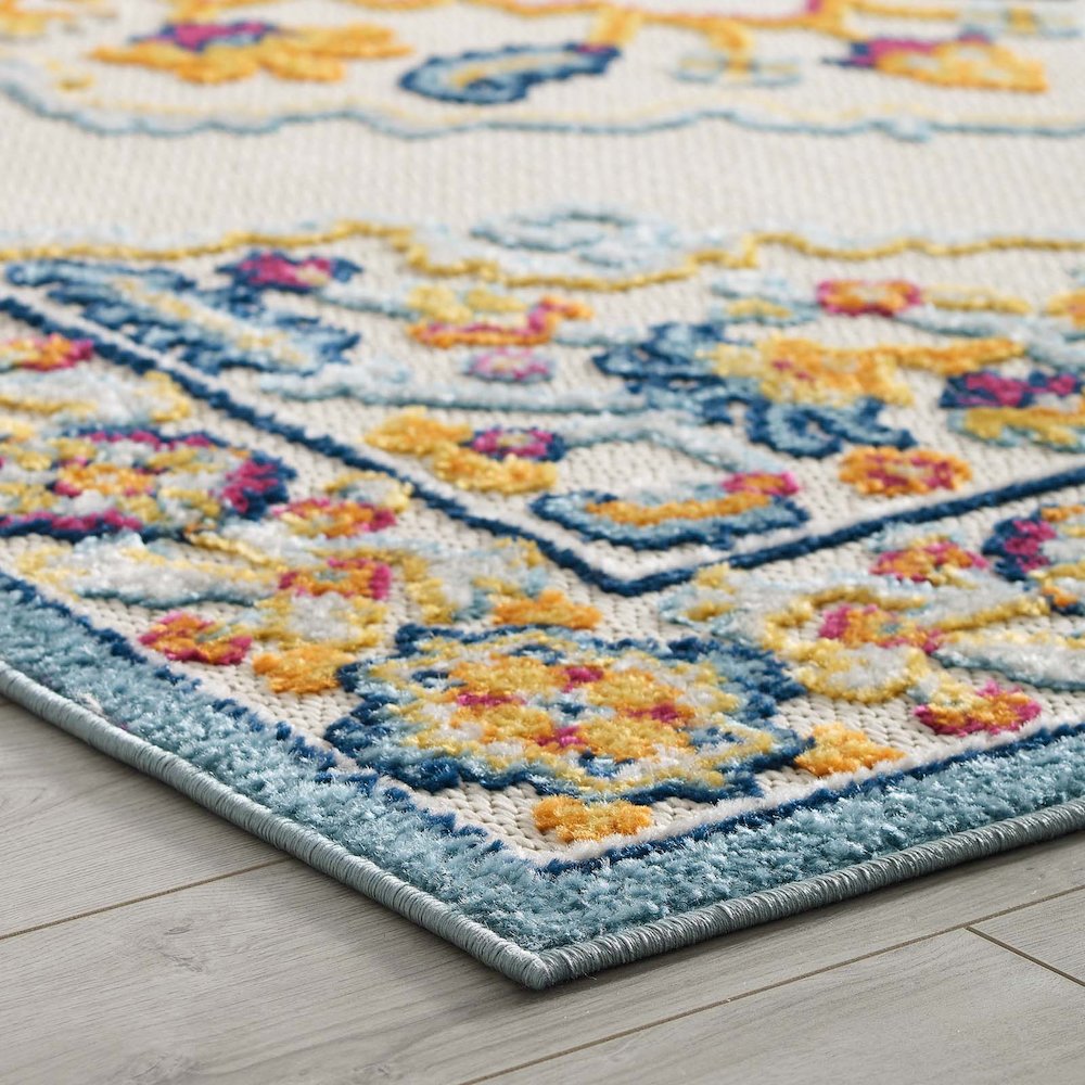 Ansel Distressed Floral Vintage Medallion 8x10 Indoor and Outdoor Area Rug. Picture 8