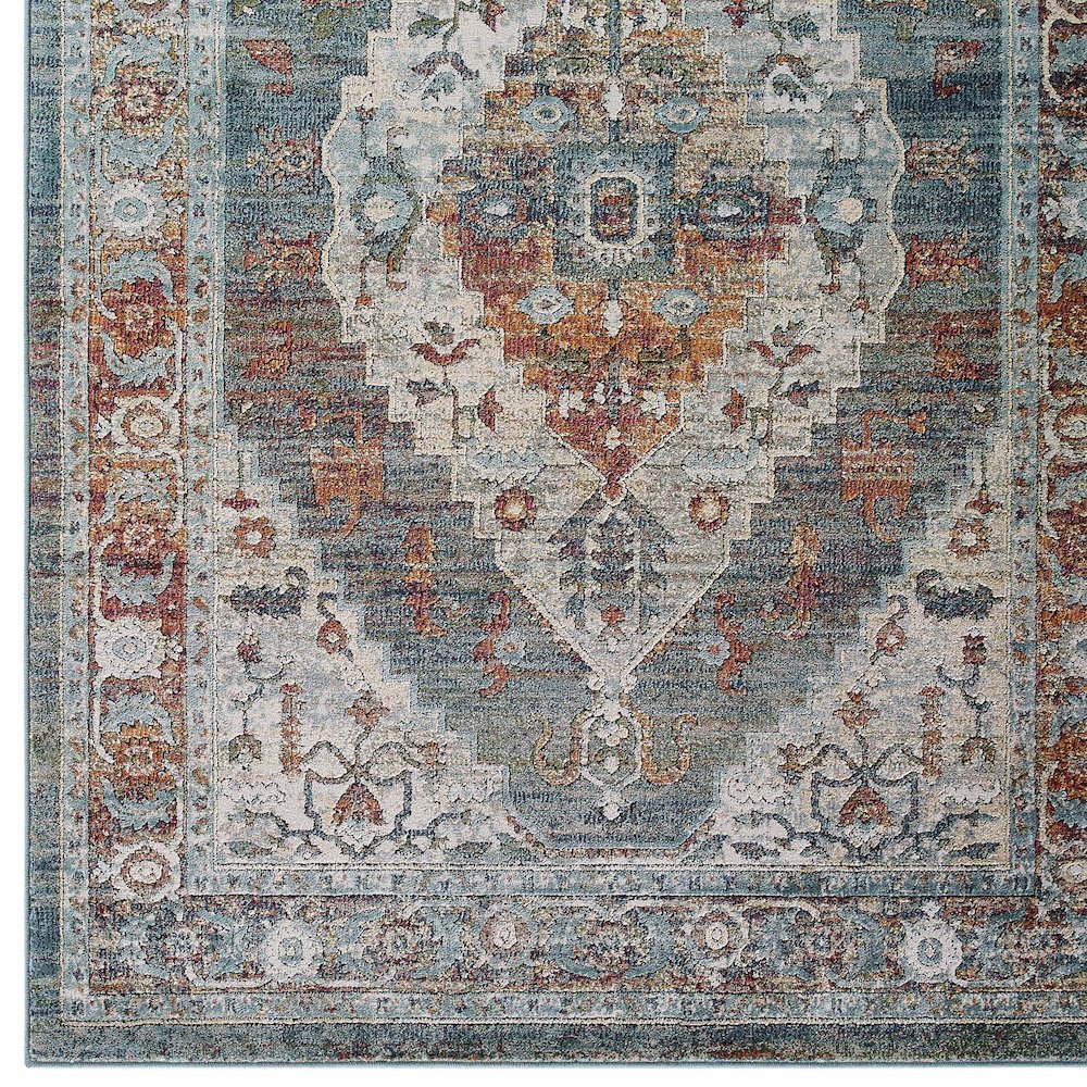 Tribute Camellia Distressed Vintage Floral Vintage Medallion 5x8 Area Rug. Picture 2