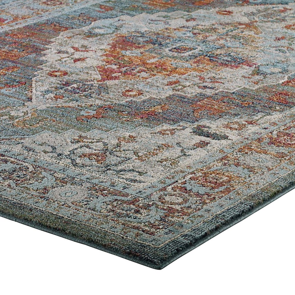 Tribute Camellia Distressed Vintage Floral Vintage Medallion 5x8 Area Rug. Picture 3