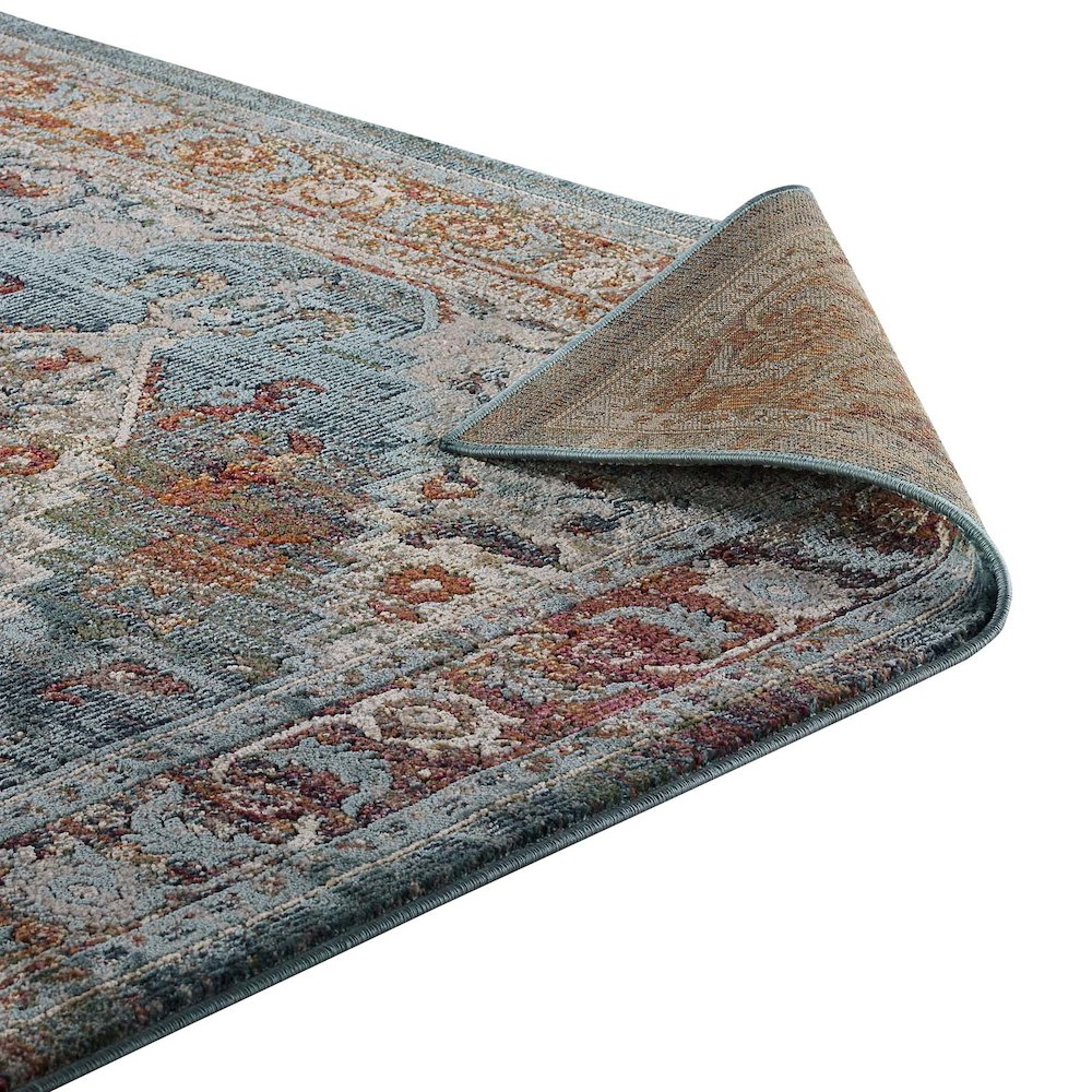 Tribute Camellia Distressed Vintage Floral Vintage Medallion 5x8 Area Rug. Picture 4
