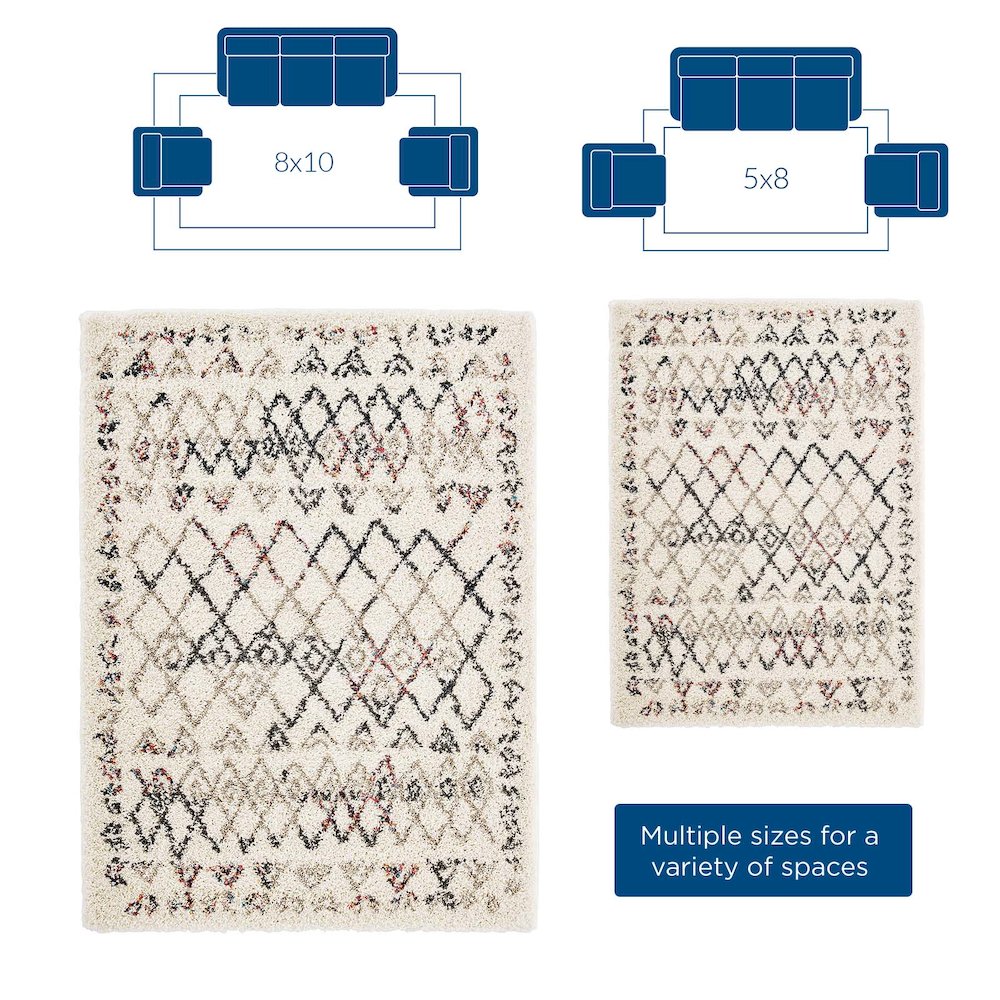 Skadi Rainbow Diamond Shag Area Rug. Picture 3