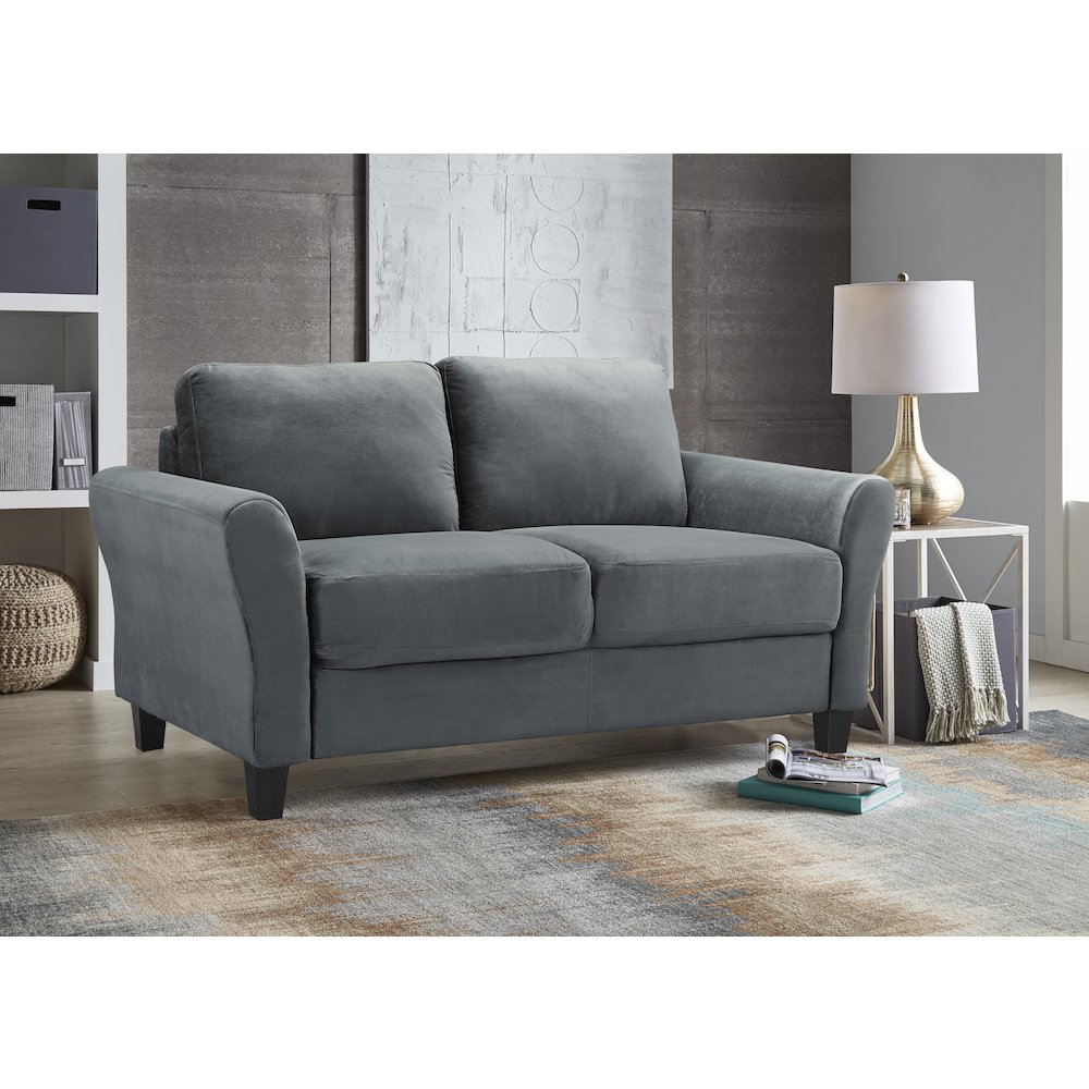 Westin Loveseat Rolled Arm Dark Grey. Picture 9