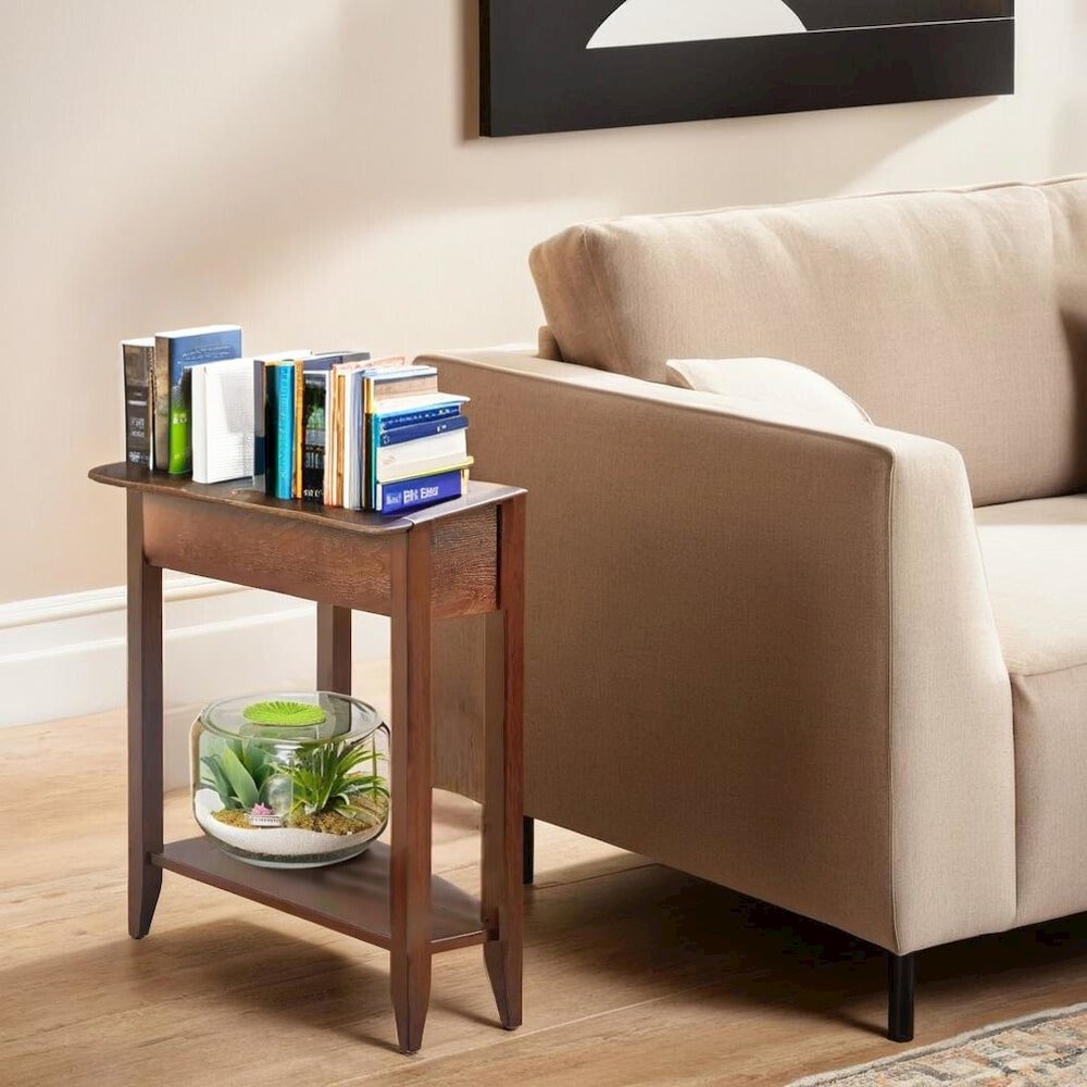 Brown Wedge End Table with MDF Construction, Modern and Practical Design. Picture 4