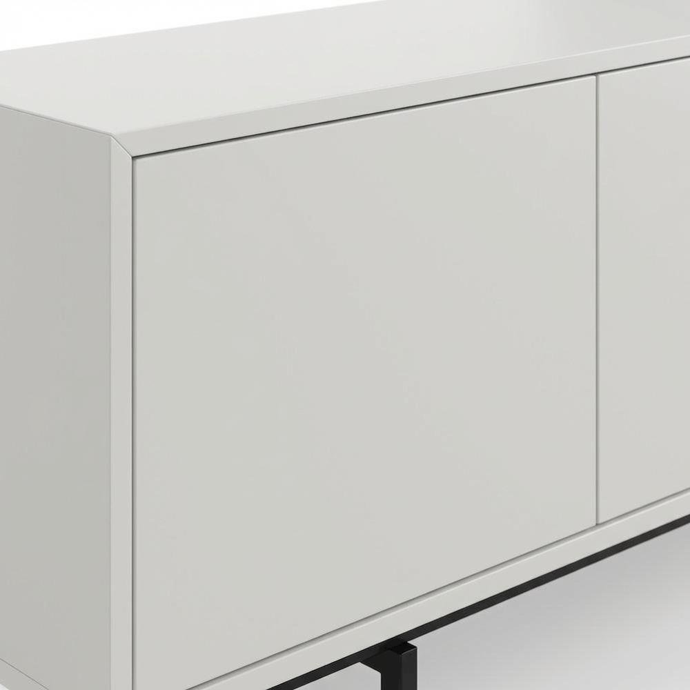 White Laminate TV Stand with 4 Doors and Modern Design. Picture 5