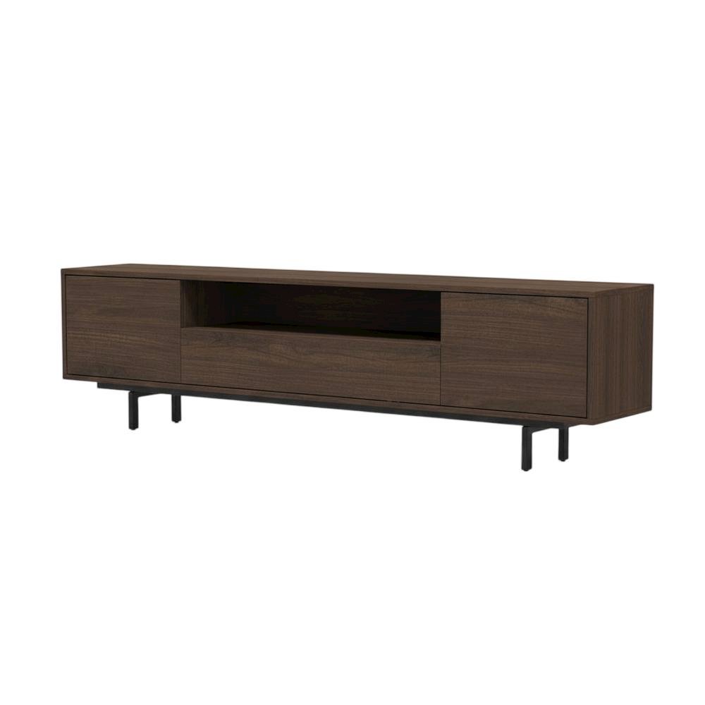 Walnut Finish Modern TV Console with 3 Doors in Engineered Wood. Picture 4