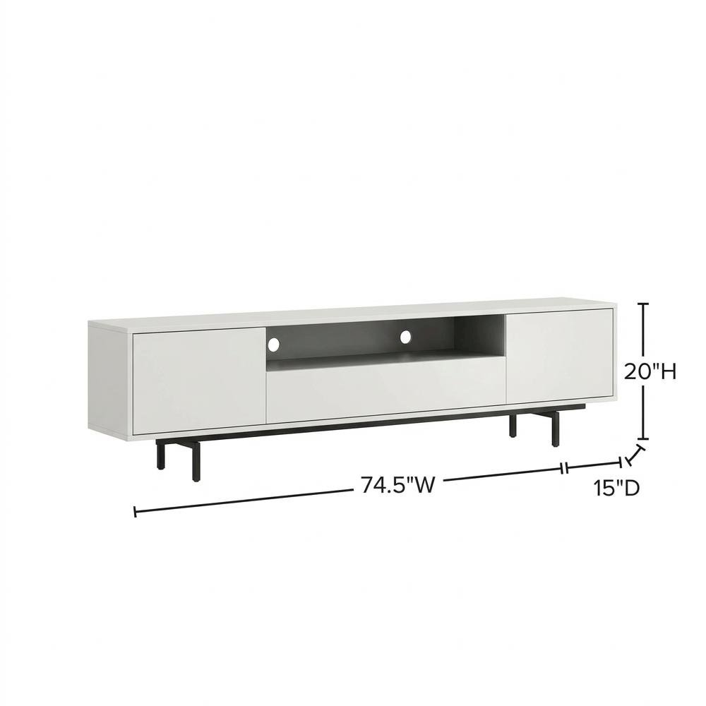 White Laminate TV Console with 3 Doors in Modern and Industrial Styles. Picture 7