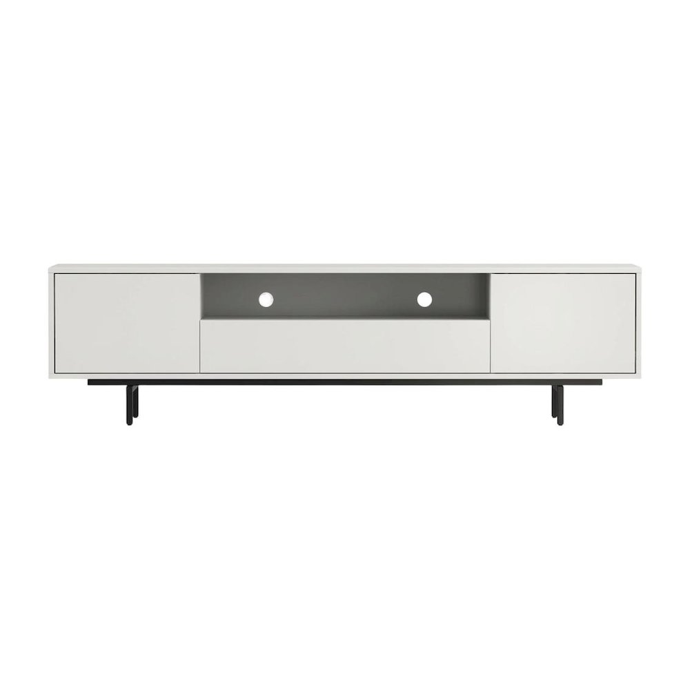 White Laminate TV Console with 3 Doors in Modern and Industrial Styles. Picture 1