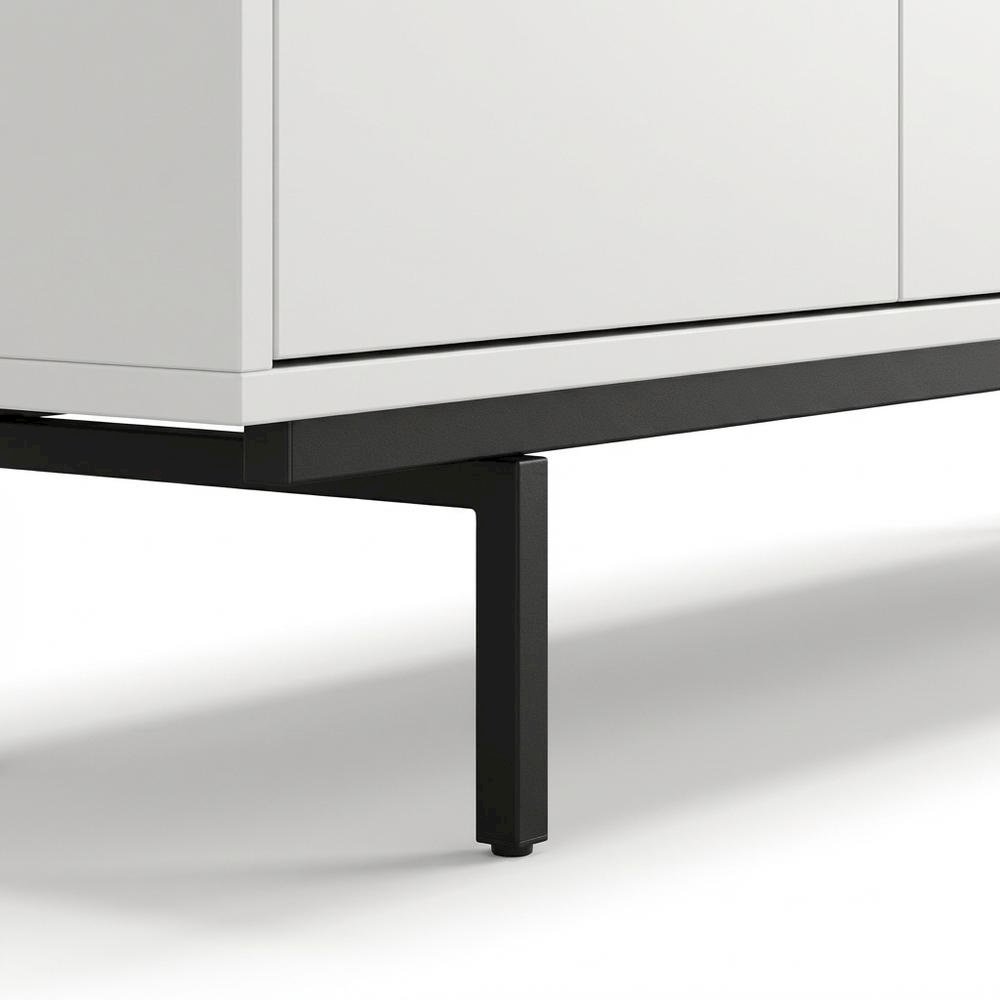 White Laminate TV Console with 3 Doors in Modern and Industrial Styles. Picture 6