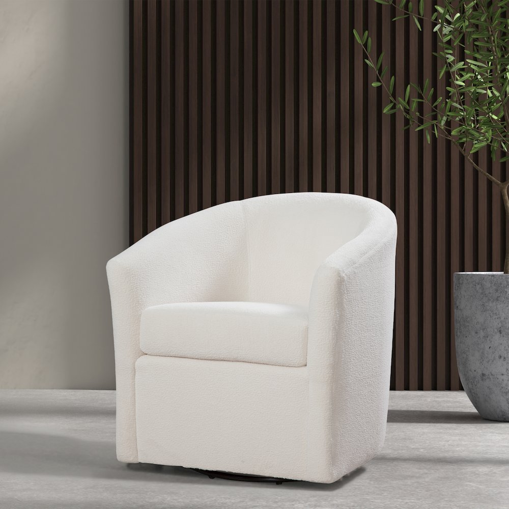 Odessa Barrel Style Swivel Accent chair in Ivory Performance Fabric. Picture 8