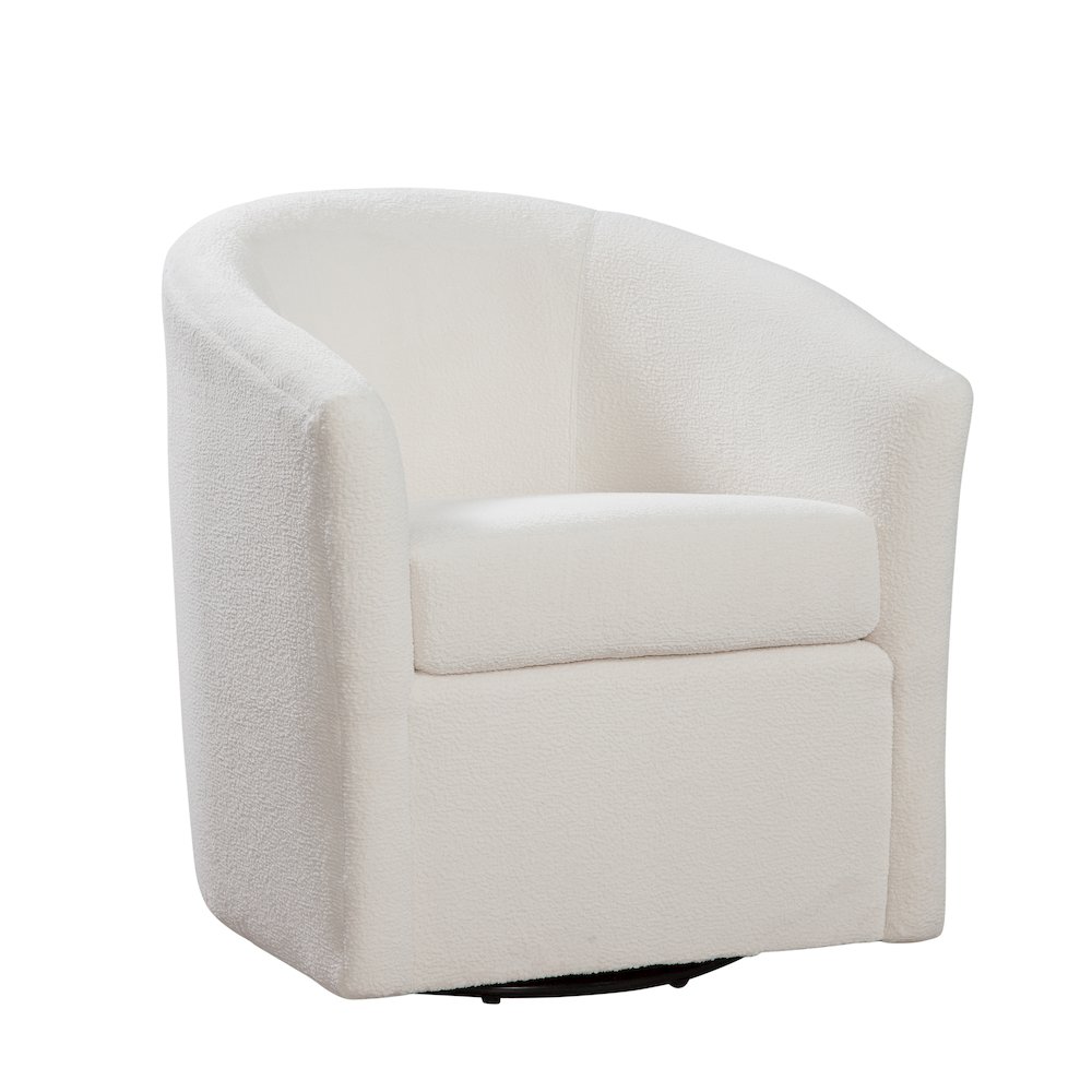 Odessa Barrel Style Swivel Accent chair in Ivory Performance Fabric. Picture 1
