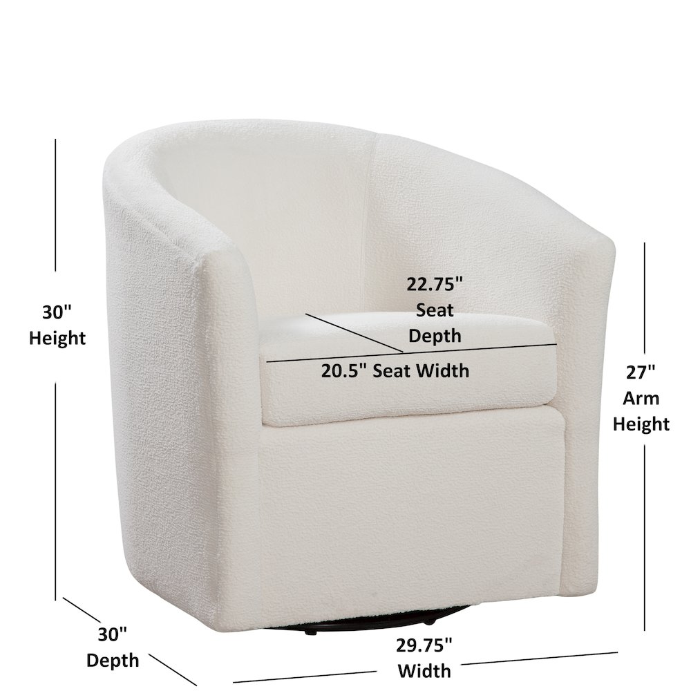 Odessa Barrel Style Swivel Accent chair in Ivory Performance Fabric. Picture 7
