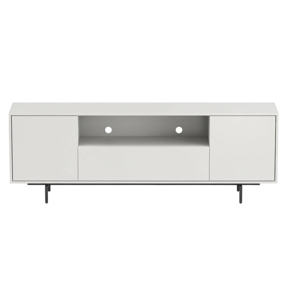 White Laminate TV Console with 3 Doors in Modern Industrial Style. Picture 4