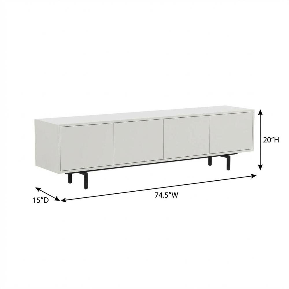 White Laminate TV Stand with 4 Doors and Modern Design. Picture 7