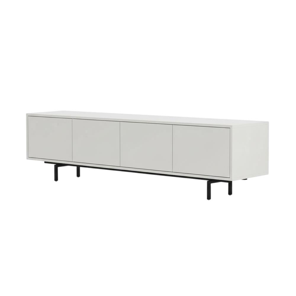 White Laminate TV Stand with 4 Doors and Modern Design. Picture 4