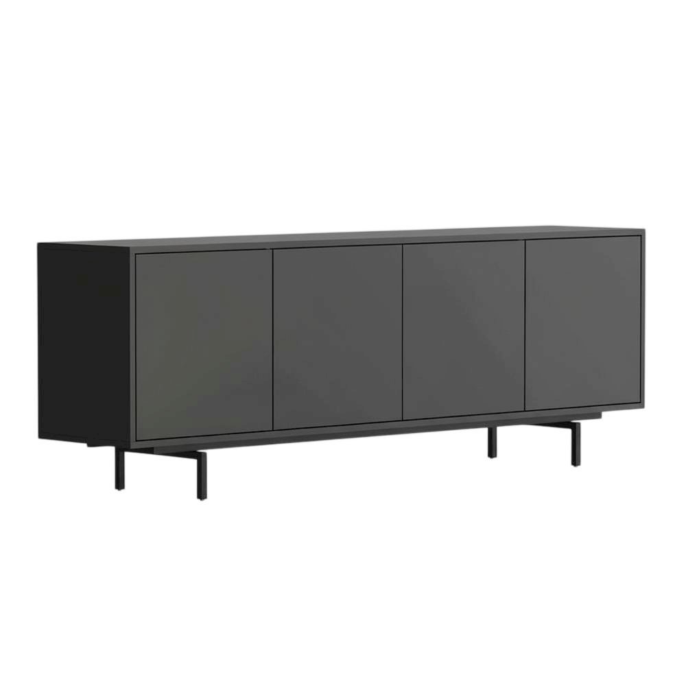 Black Laminate TV Console with Four Doors and Modern Style. Picture 4