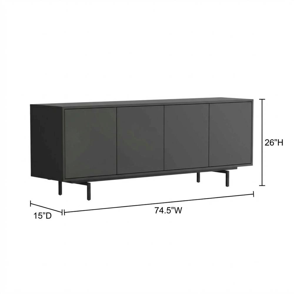 Black Laminate TV Console with Four Doors and Modern Style. Picture 7