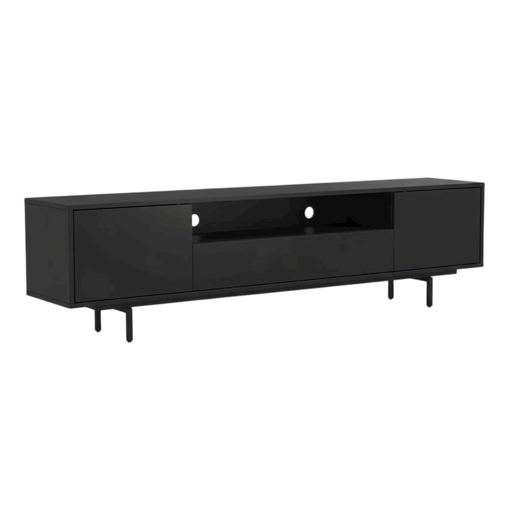 Black Laminate TV Console with 3 Doors and Modern Design. Picture 4