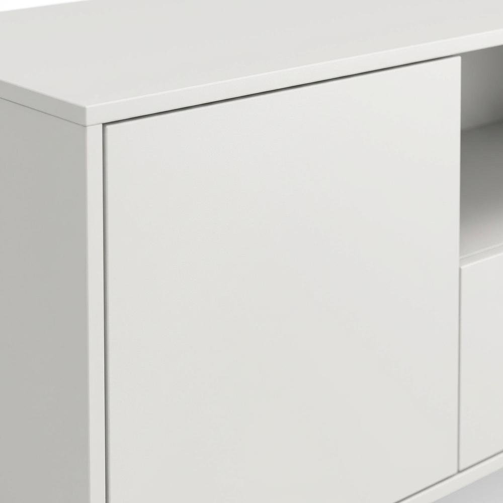 White Laminate TV Console with 3 Doors in Modern Industrial Style. Picture 5